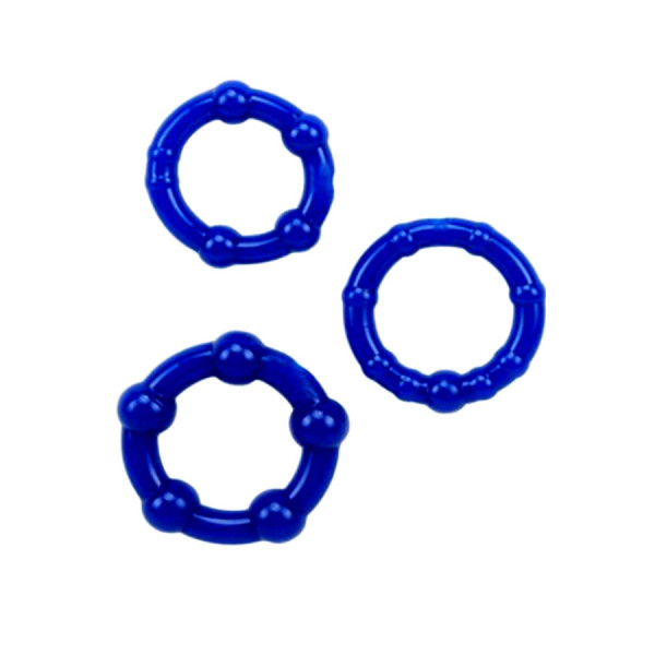 Pack 3 cockring bleus avec billes 